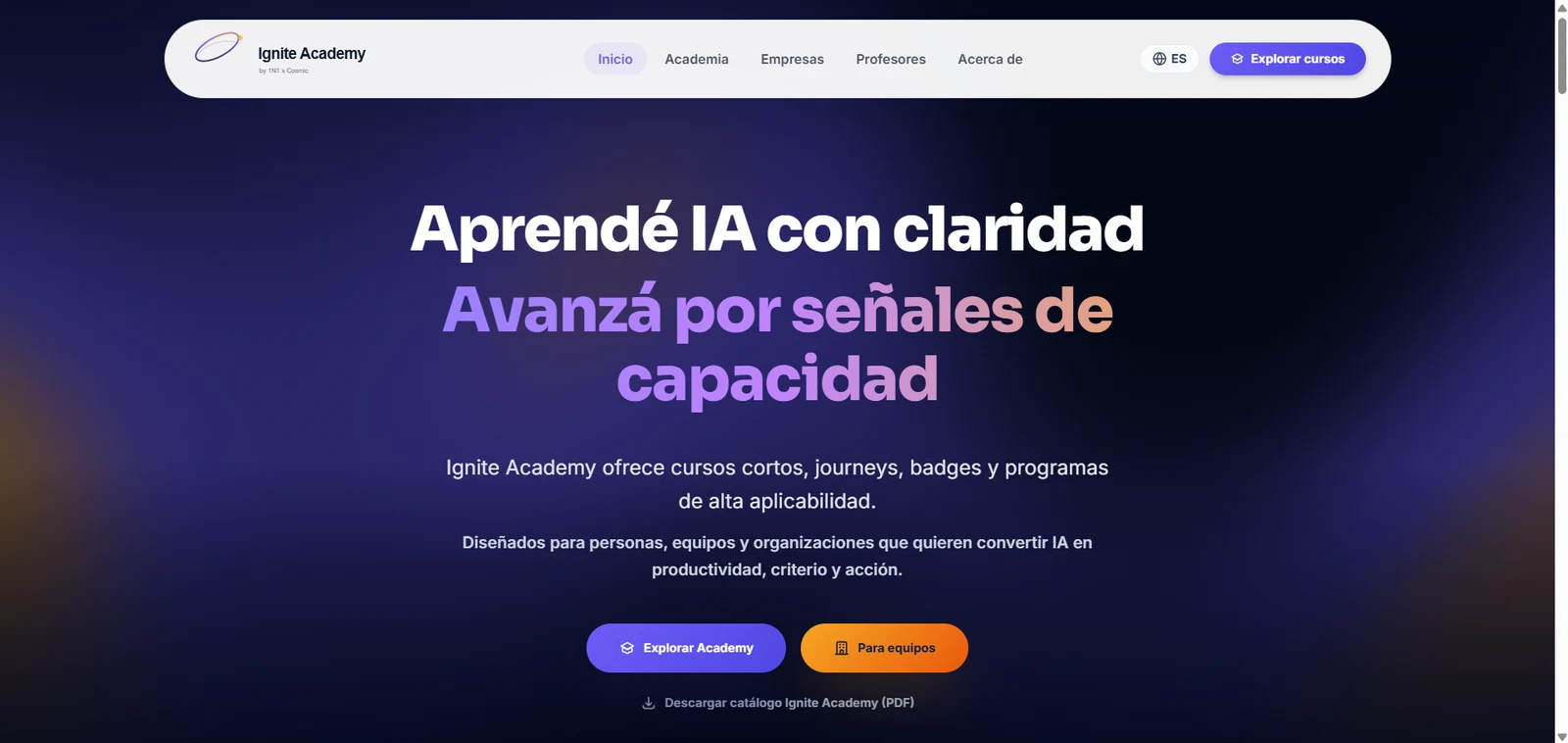 Ignite Academy — Desarrollo de la propuesta formativa y su base tecnológica